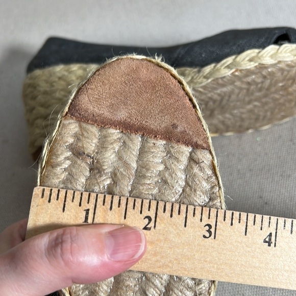 Lauren RL Cecilia open toe black with silver canvas sparkle Espadrilles wedge 7B - Picture 8 of 10